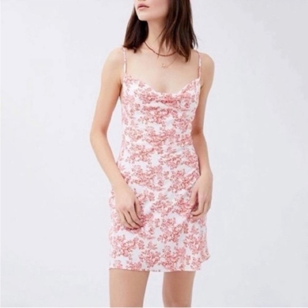 Urban outfitters red and white toille satin dress